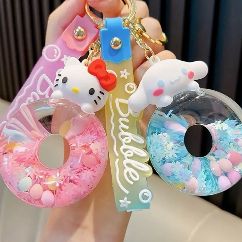 SANRIO Cinnamoroll Acrylic Glitter Quicksand Bottle Key Chain Bag Charm - Picture 5 of 8
